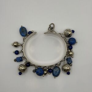 Carolyn Pollack Relios 925 Sterling Silver Sodalite Cuff Bracelet Vintage